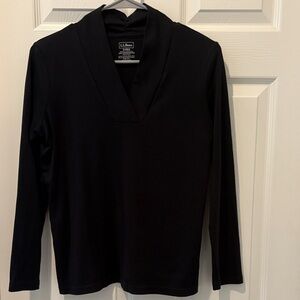 L.L. Bean Classic Black V-Neck Long Sleeve